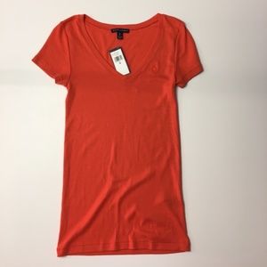 Ralph Lauren Tops - New RALPH LAUREN orange V-neck logo T shirt M Ralph Lauren Tops - New RALPH LAUREN orange V-neck logo T shirt M